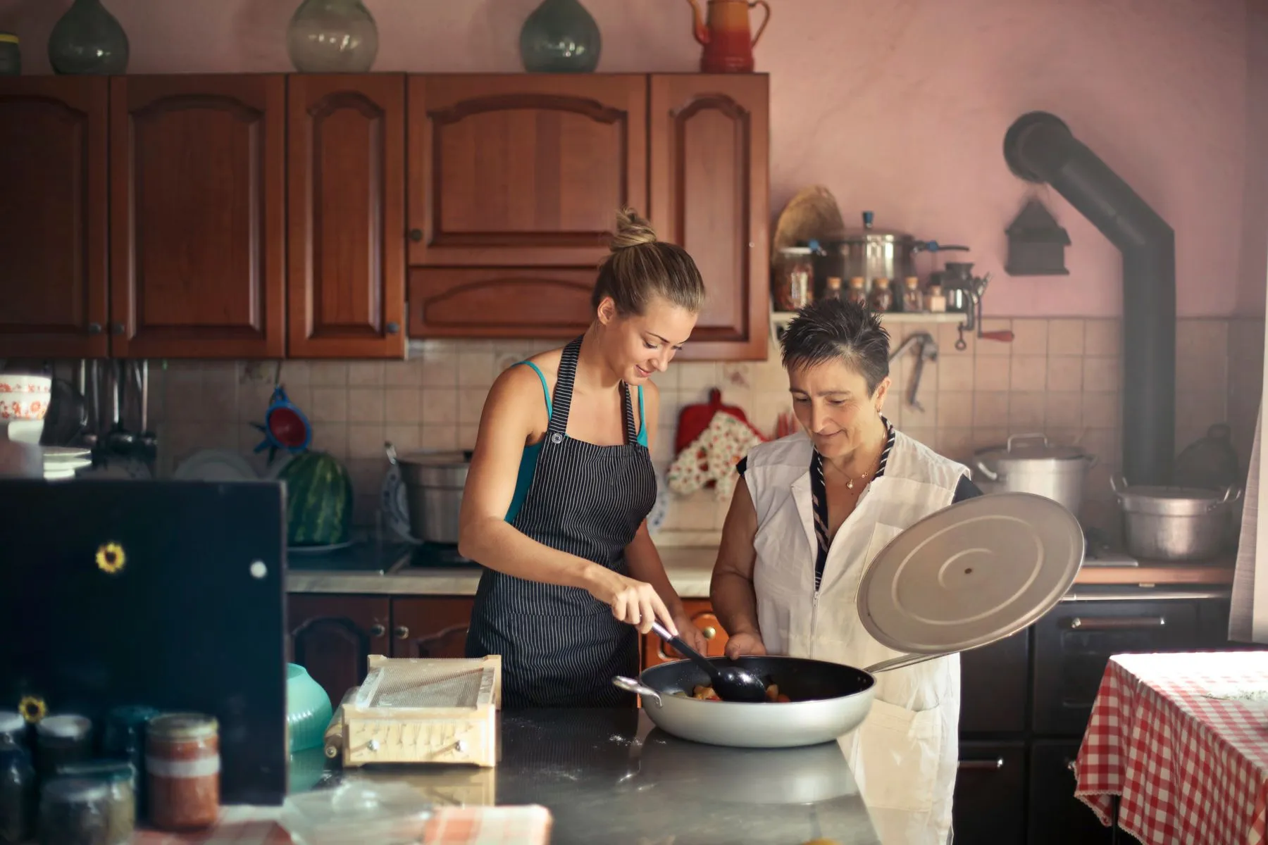Help preparing a meal in a home kitchen